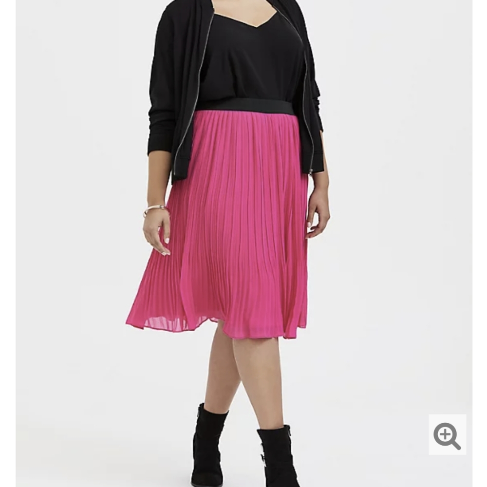 NEON PINK CHIFFON PLEATED MIDI SKIRT SIZE 2